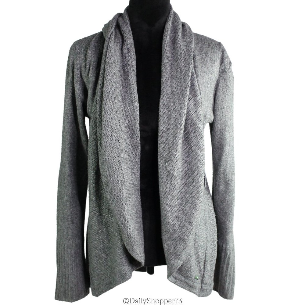 M. OFFICER Women's Gray Open Front Cowl Cardigan Knit Sweater
